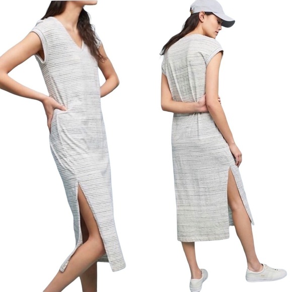 cloth & stone Dresses & Skirts - Cloth & Stone Anthropologie Stone Riley Maxi Dress Stripe Size Large Side Slits